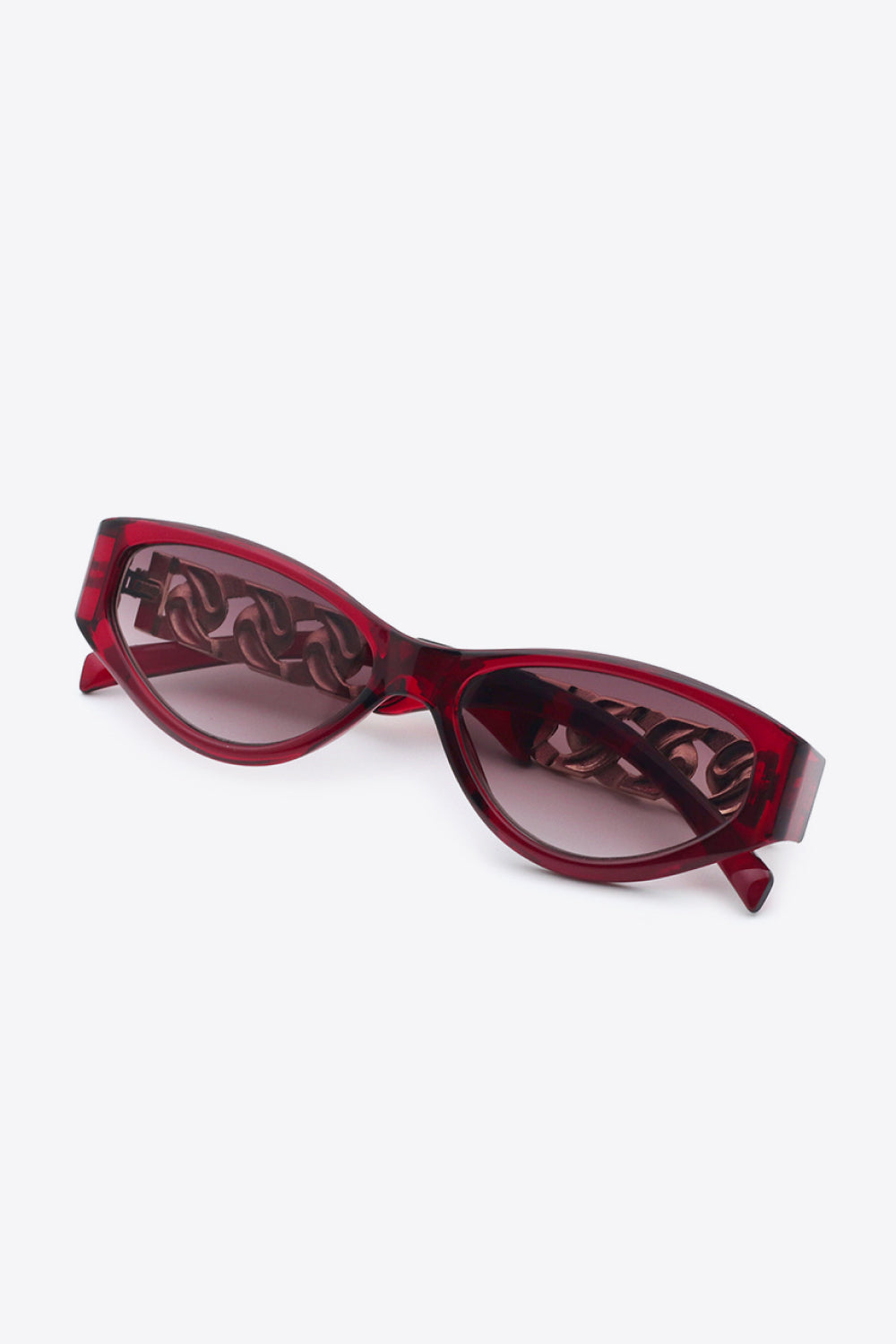 chain detail temple cat eye sunglasses