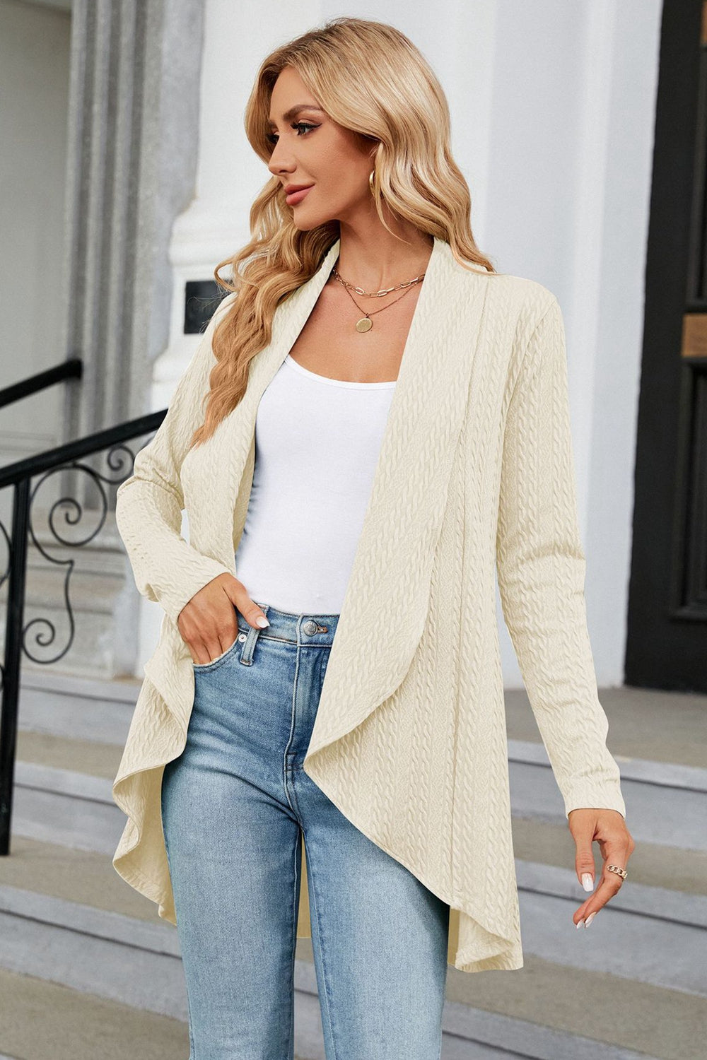 open front long sleeve cardigan