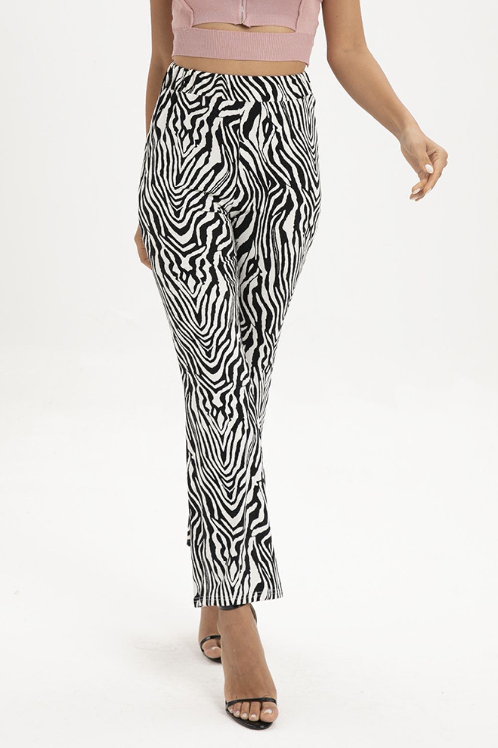 zebra print straight leg pants