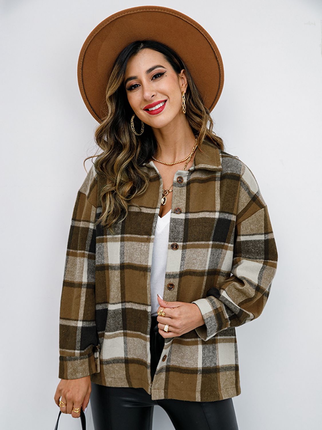 plaid button-down jacket