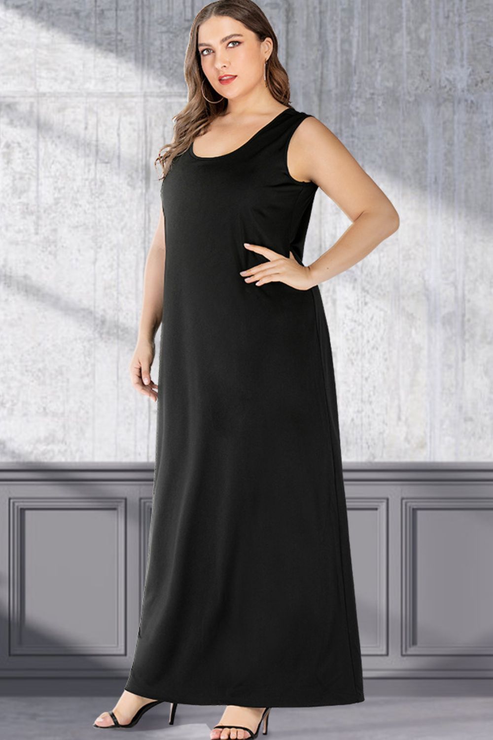 plus size scoop neck maxi tank dress