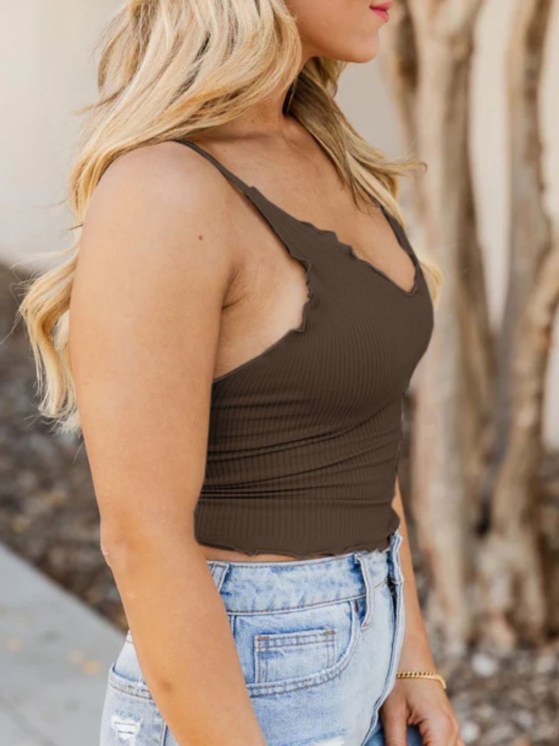 lettuce hem ribbed cami