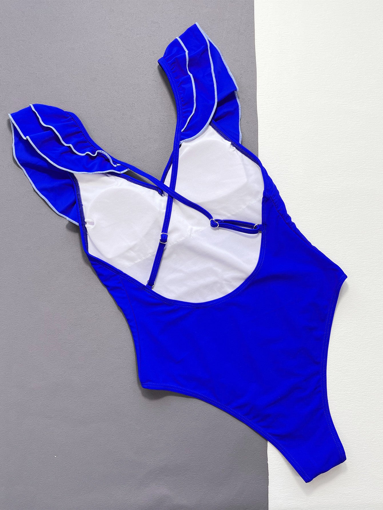 ruffled crisscross backless one-piece swimsuit