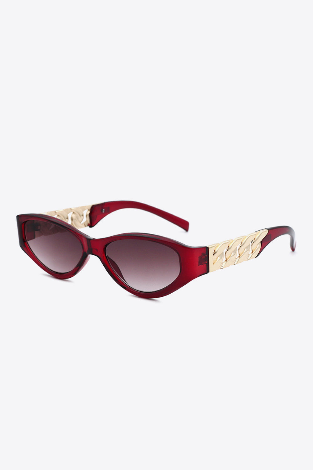 chain detail temple cat eye sunglasses