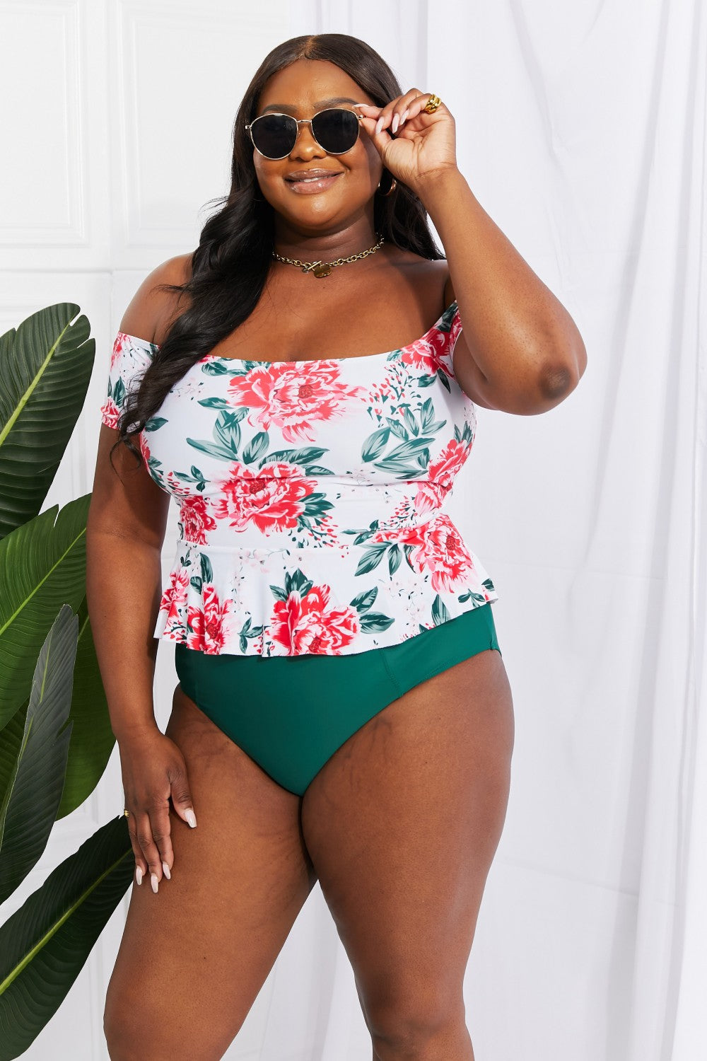 marina west swim coastal cutie off-shoulder swim tankini set