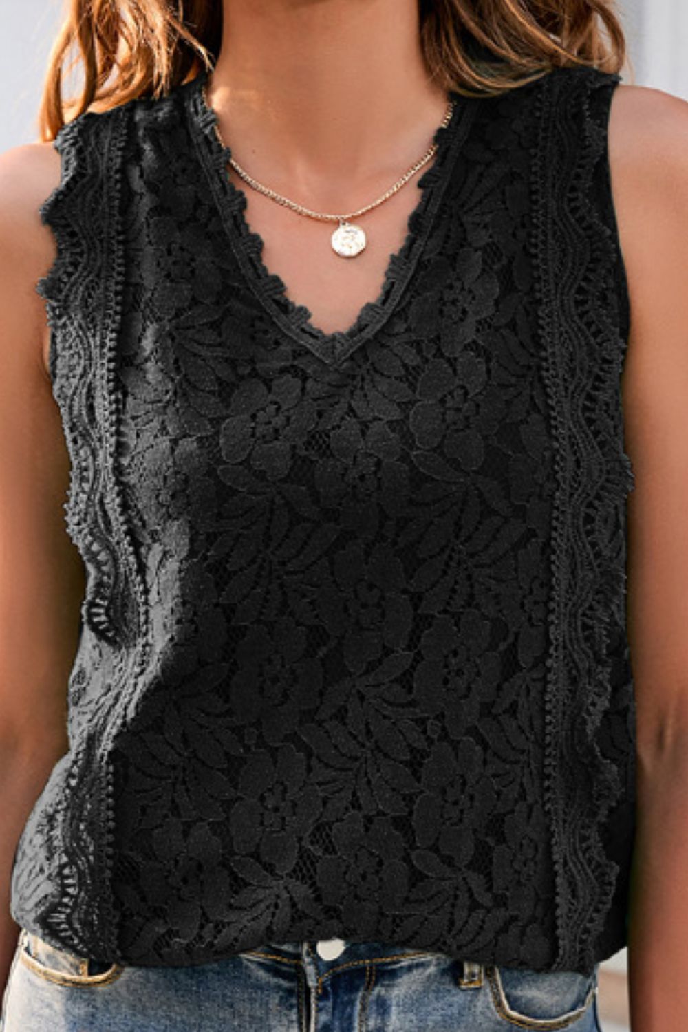 lace v-neck tank