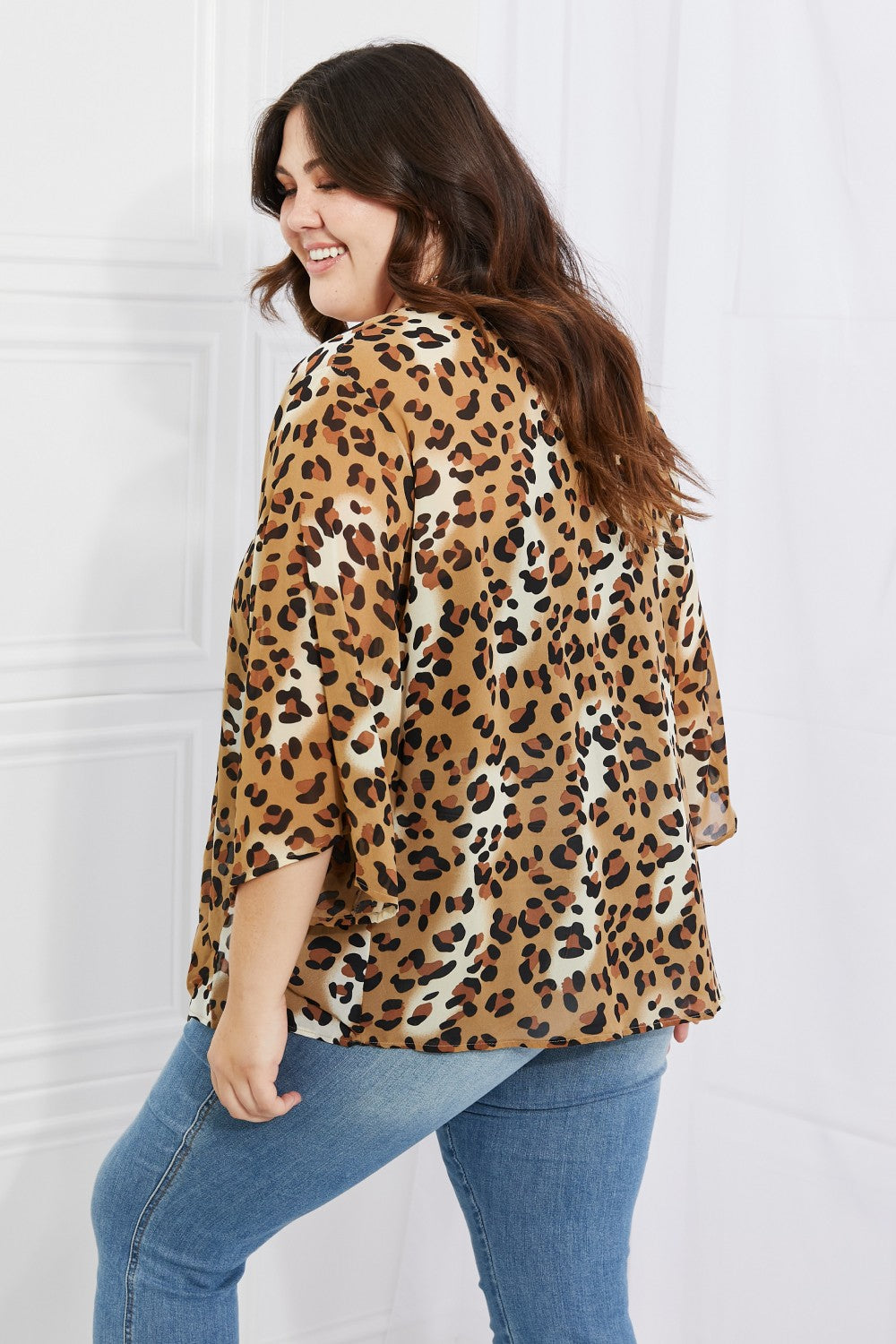 melody wild muse full size animal print kimono in camel