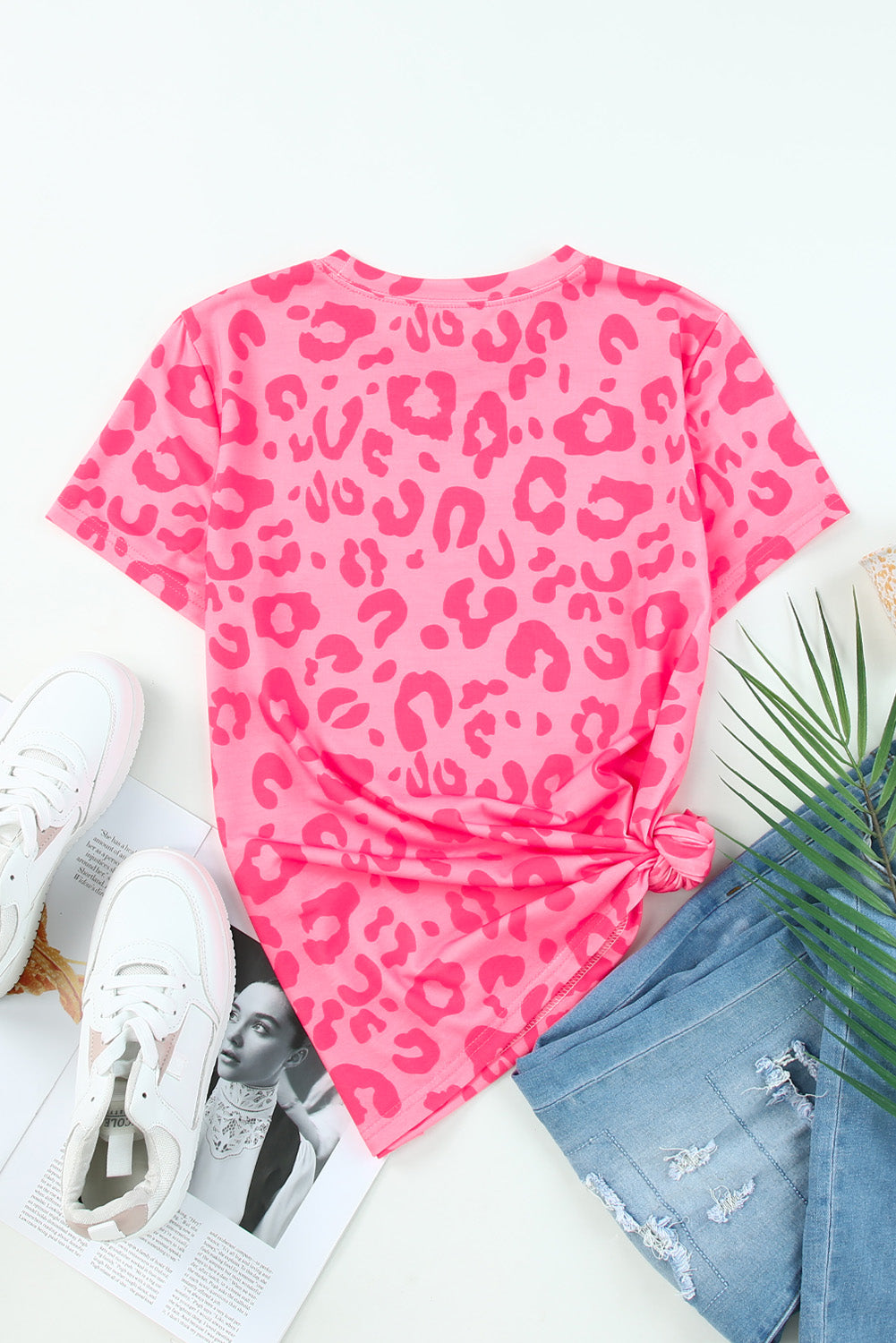 leopard round neck tee