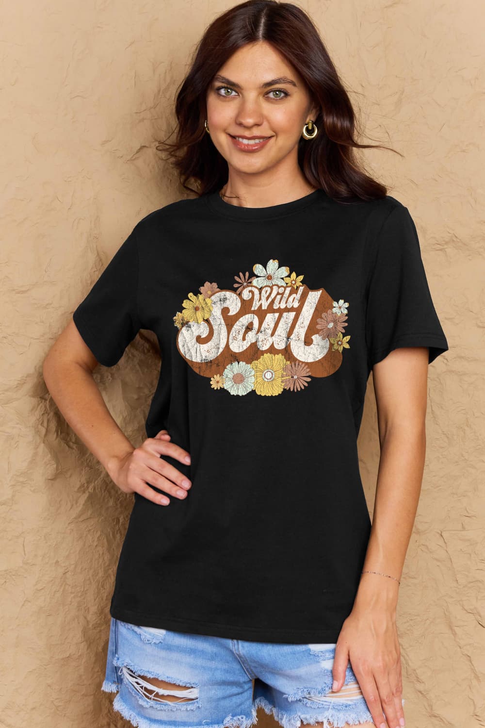 simply love full size wild soul graphic cotton t-shirt