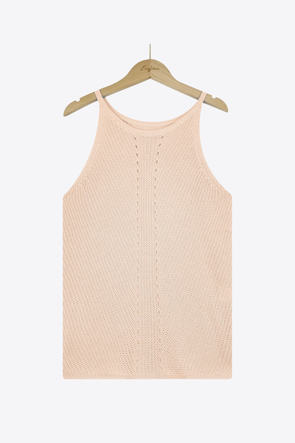 openwork grecian neck knit tank top