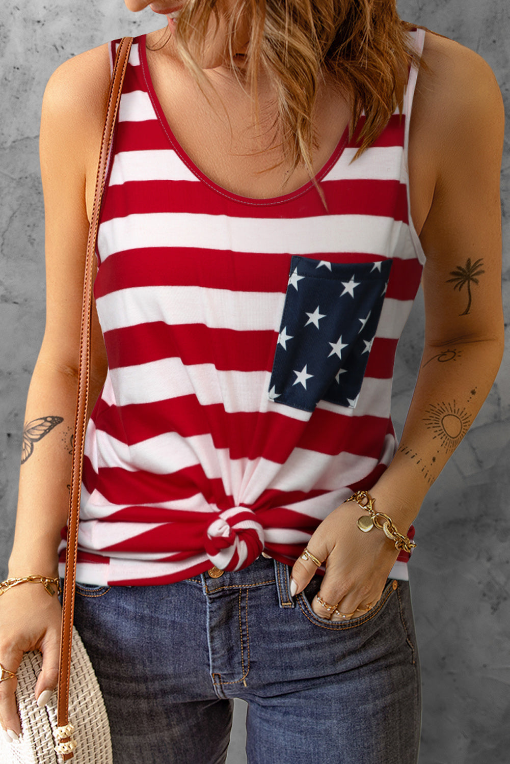 star and stripe scoop neck tank