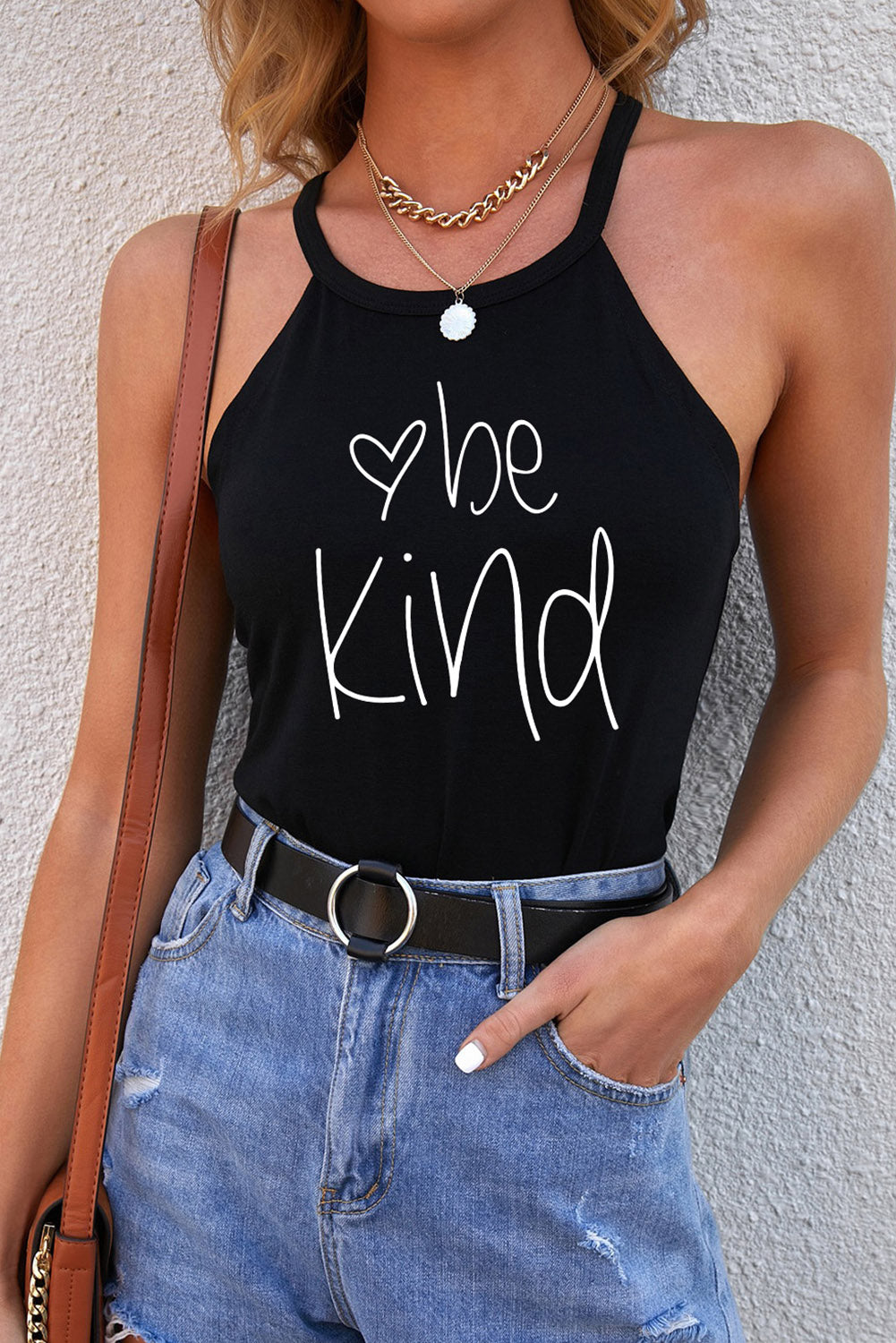 be kind graphic round neck tank