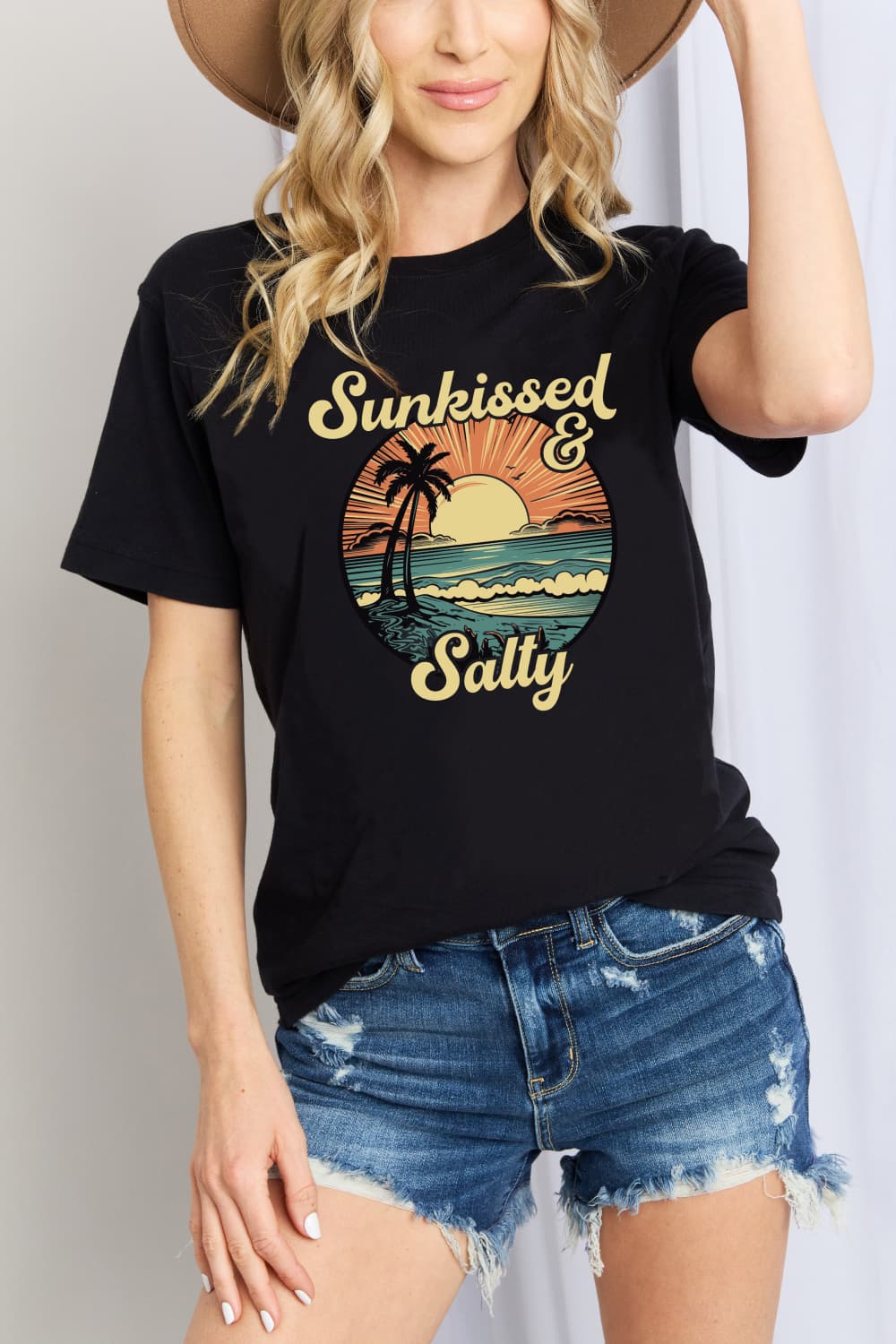 simply love full size sunkissed & salty graphic cotton t-shirt