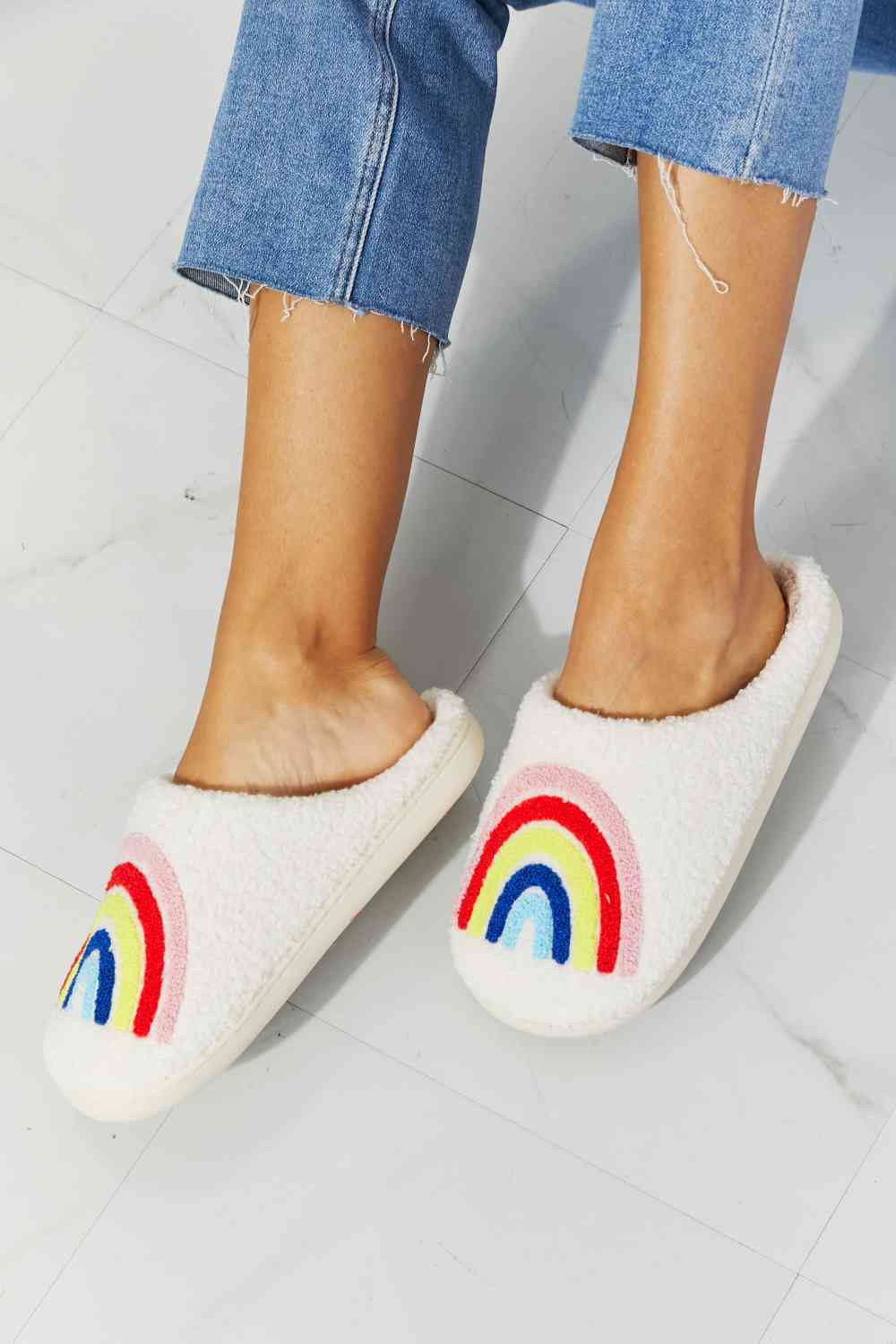 mmshoes rainbow plush slipper