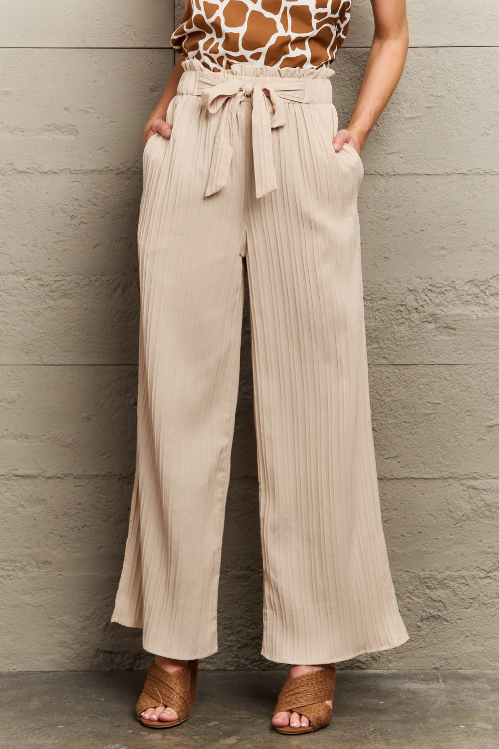 tie waist long pants