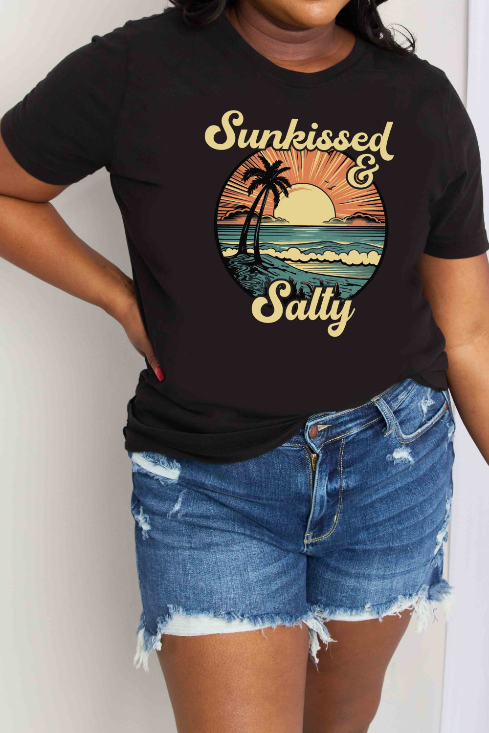 simply love full size sunkissed & salty graphic cotton t-shirt