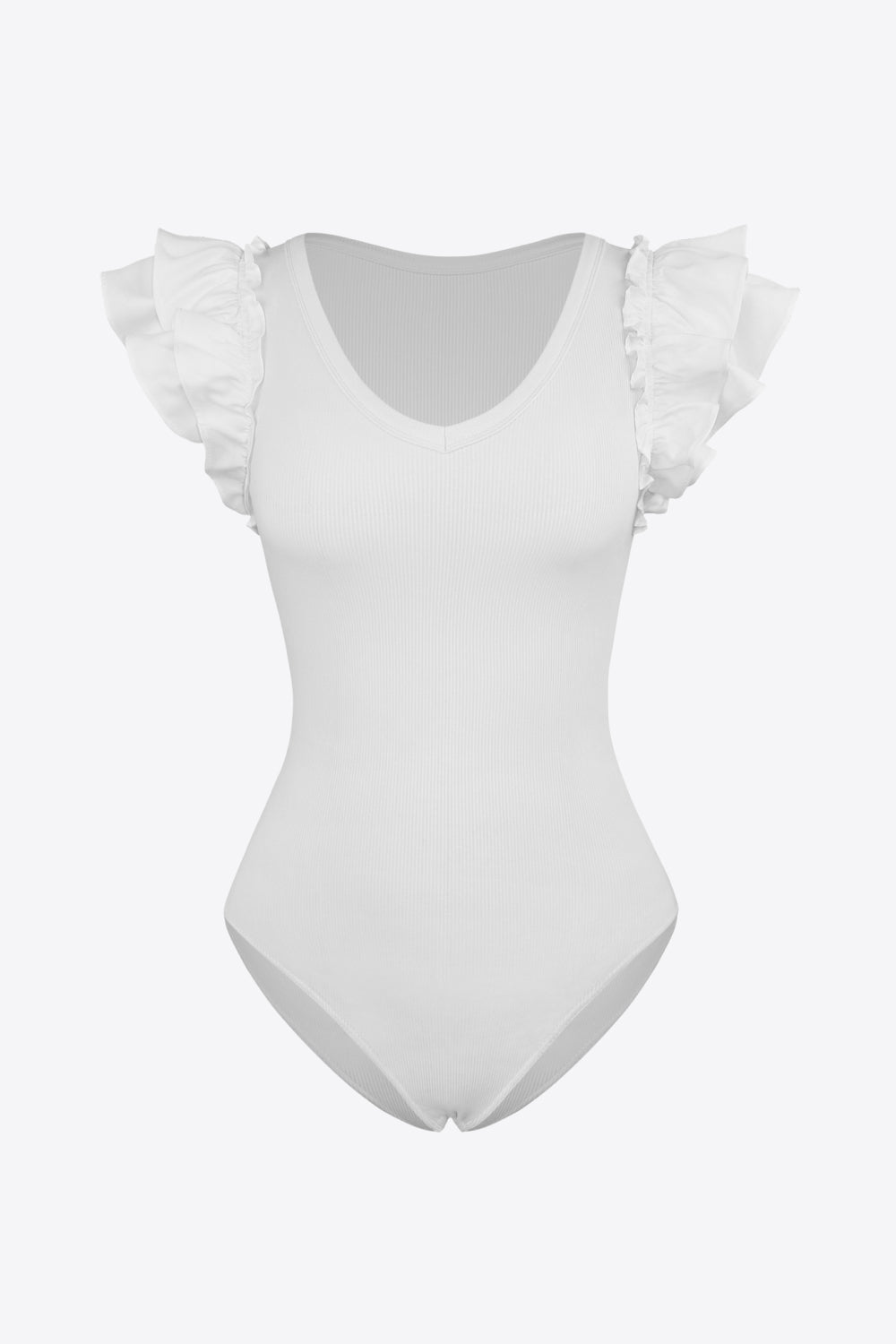 ruffled plunge bodysuit