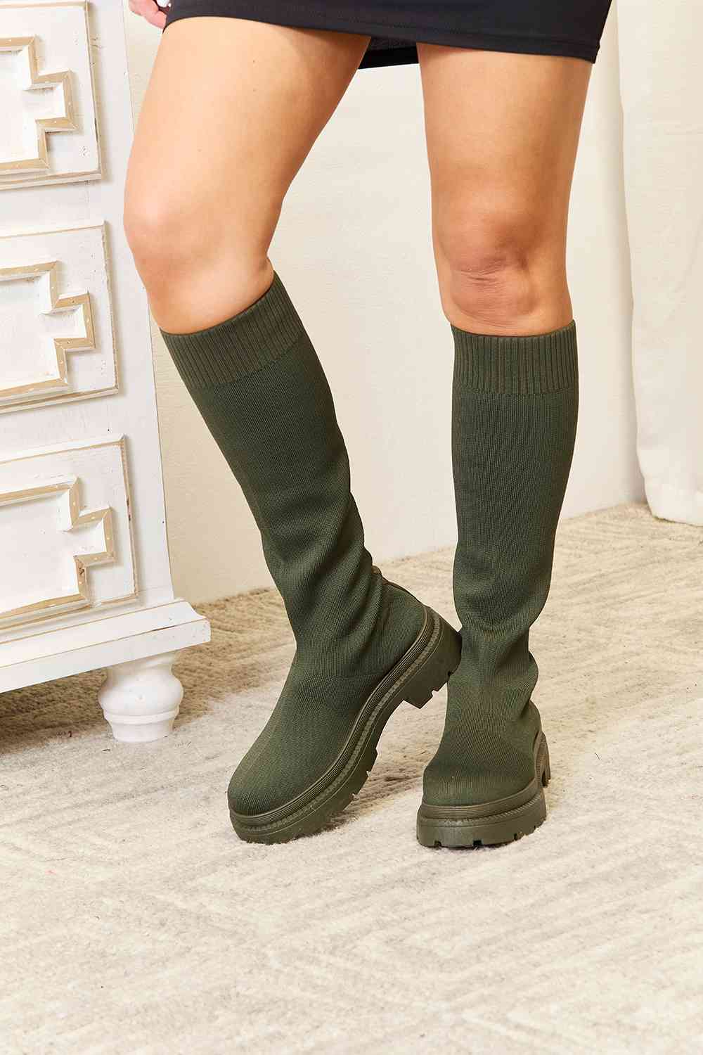 wild diva footwear knee high platform sock boots