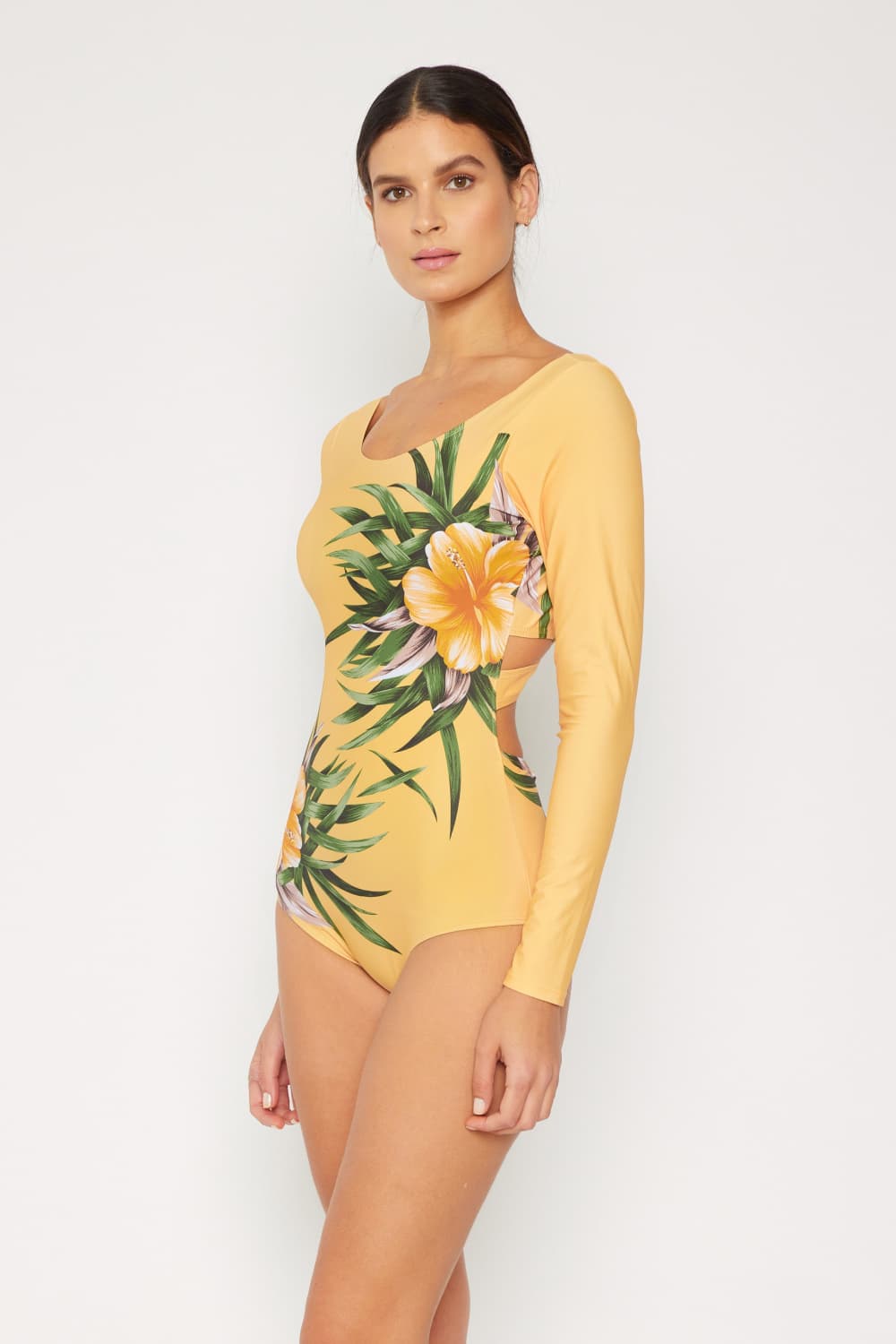 marina west swim cool down longsleeve one-piece swimsuit