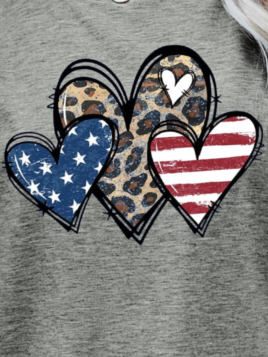 us flag leopard heart graphic tee