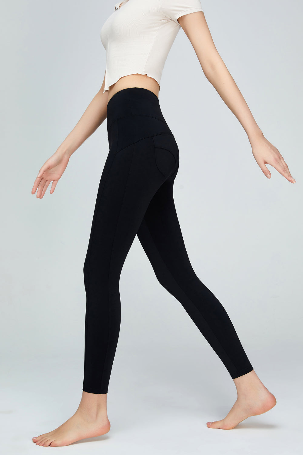 seam detail wide waistband sports leggings