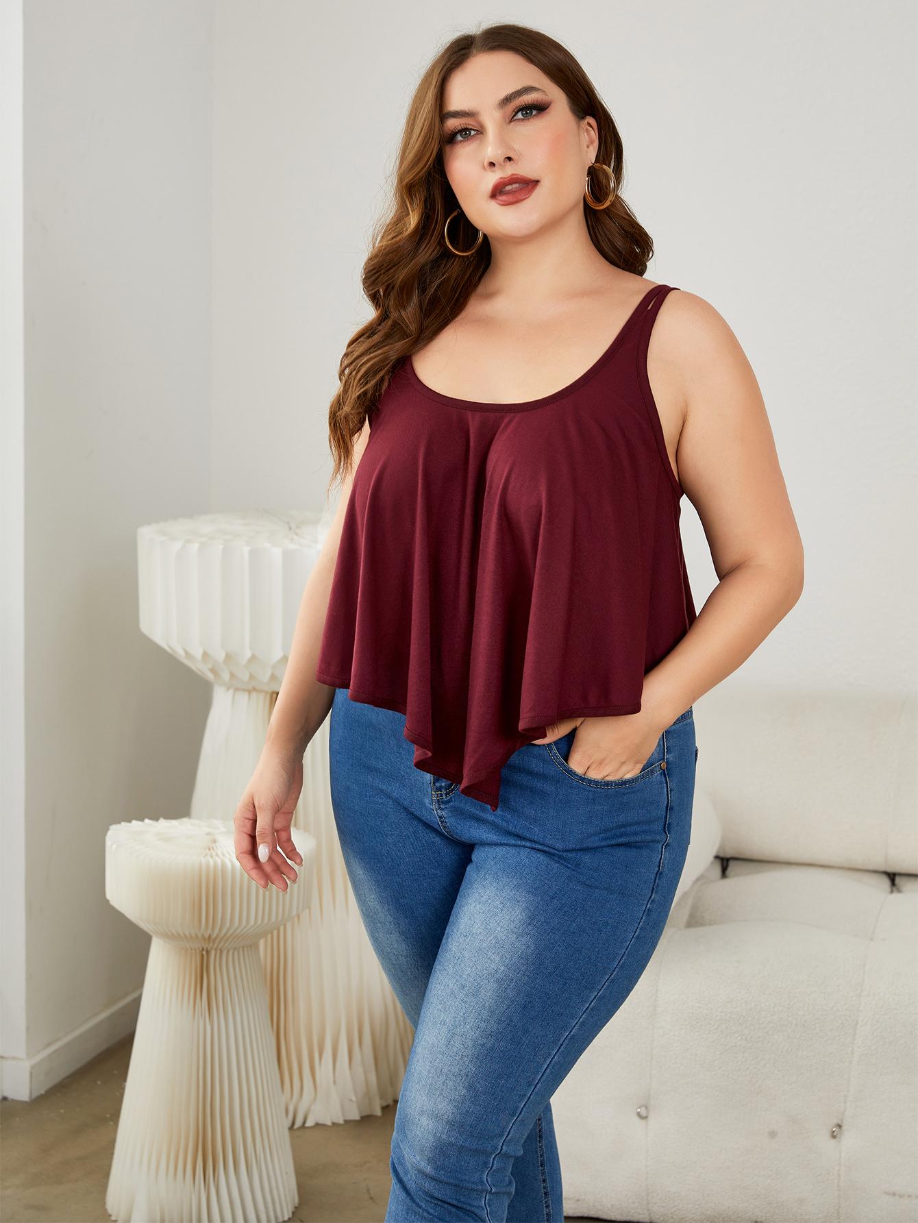 plus size double-strap scoop neck cami