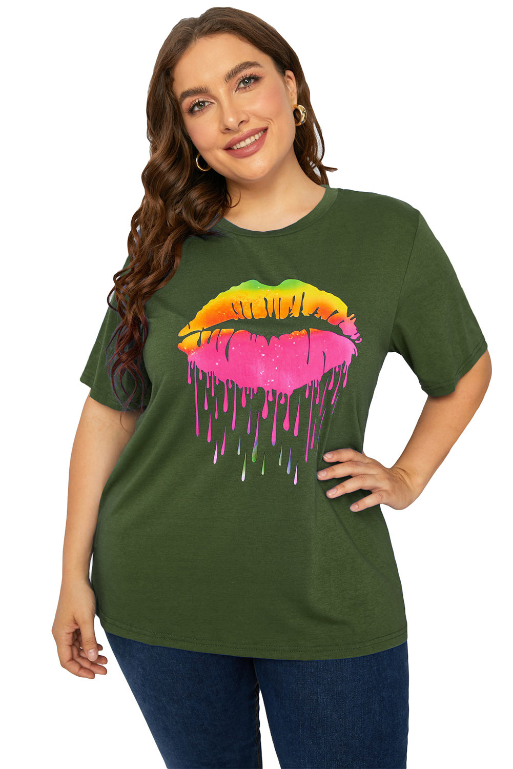 plus size lip graphic tee shirt