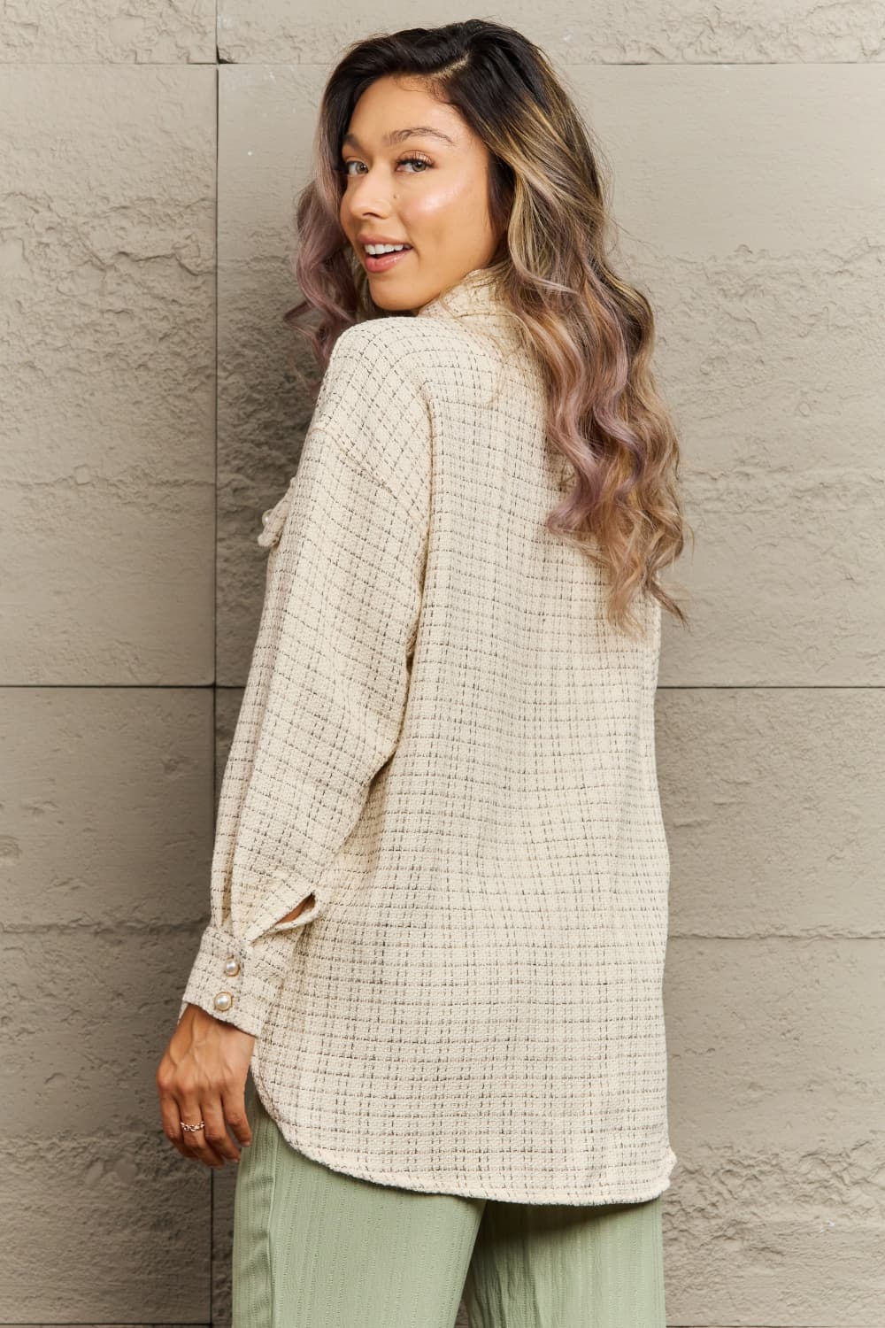 plaid slit shirt jacket