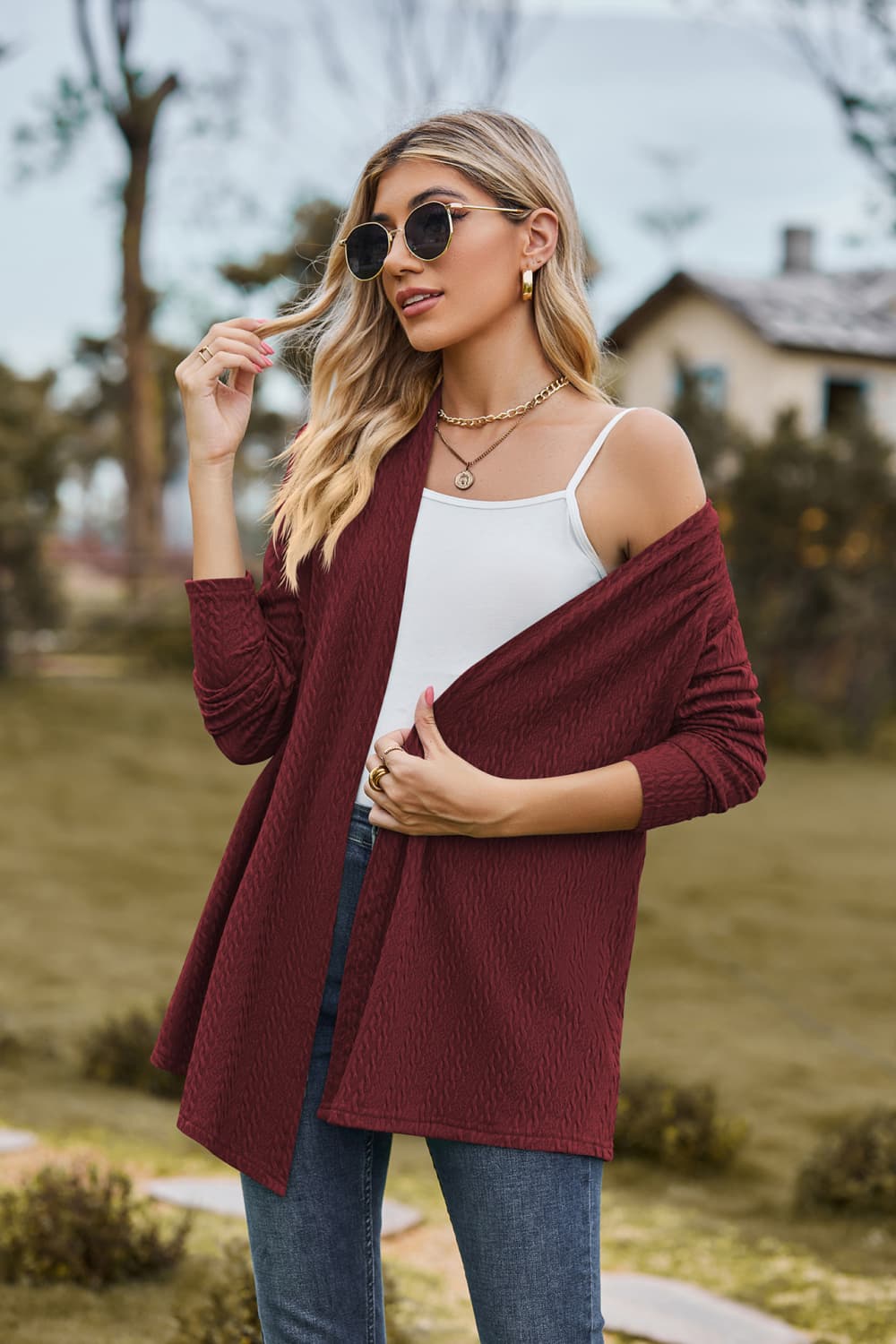 open front long sleeve cardigan