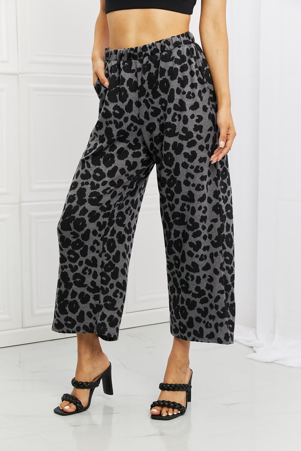 bombom stay cozy pattern wide leg pants