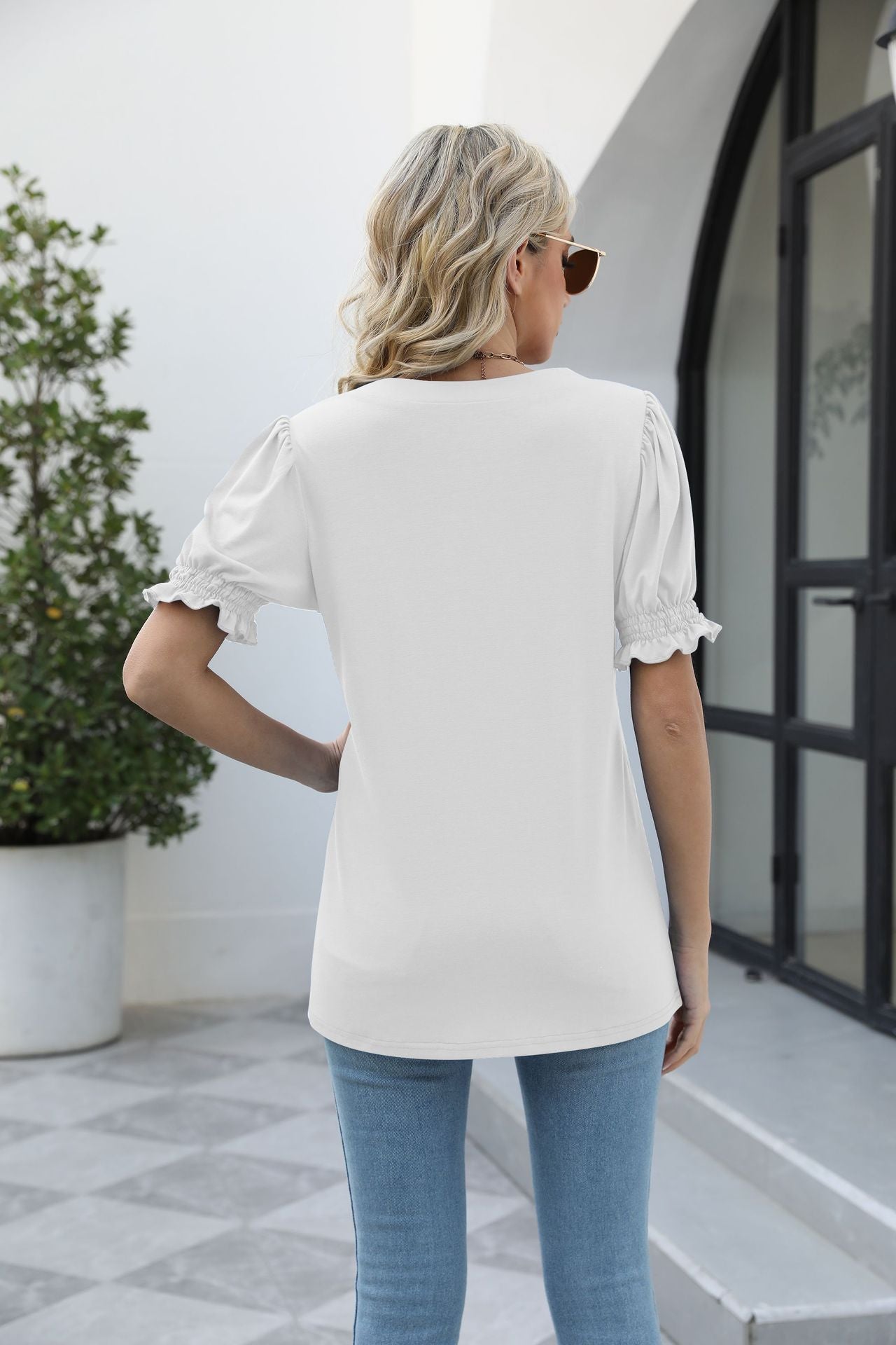 square neck flounce sleeve top