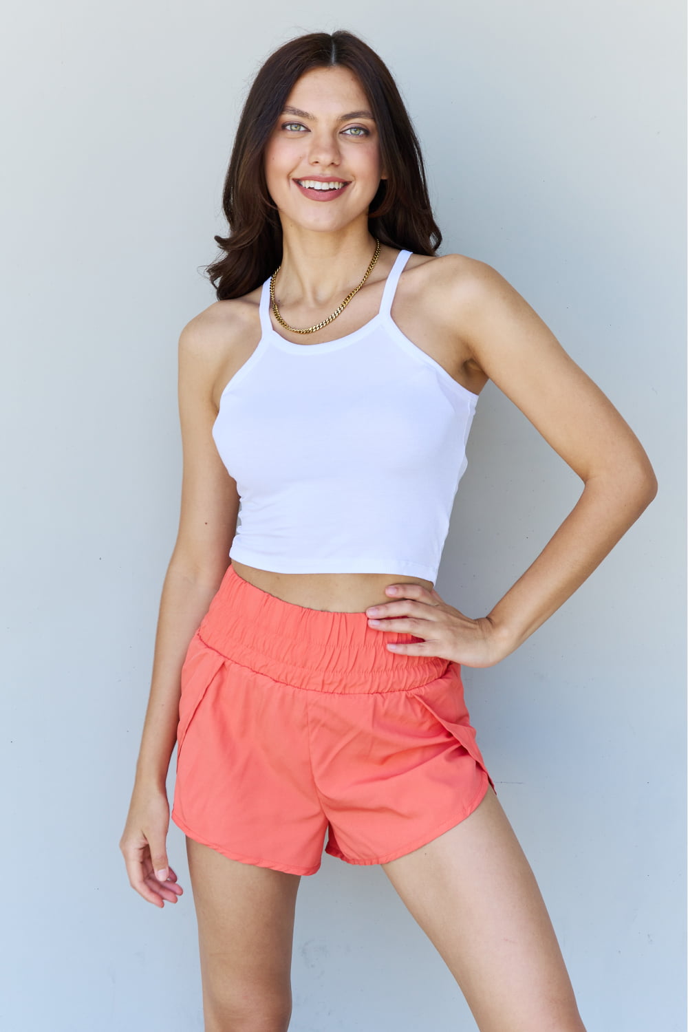 ninexis everyday staple soft modal short strap ribbed tank top in  off white