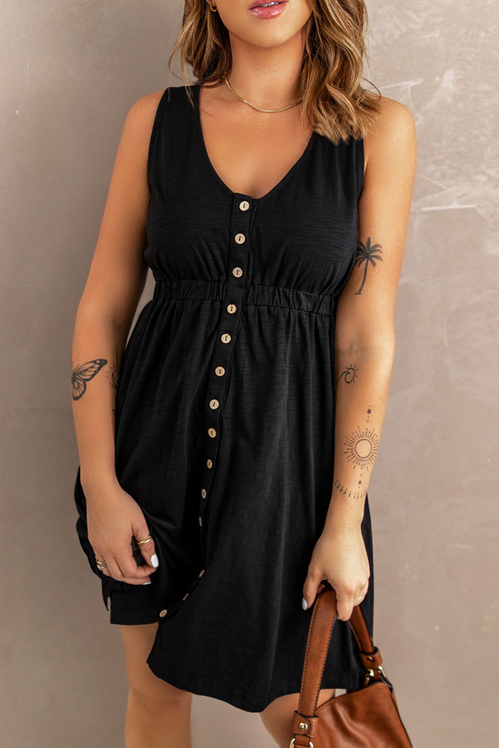 sleeveless button down mini magic dress