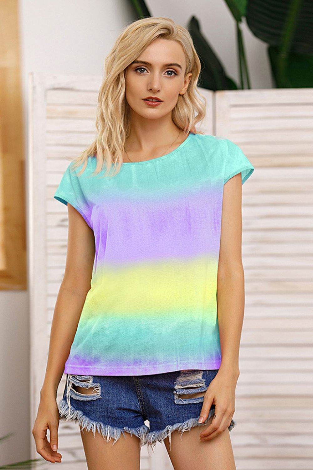 tie dye round neck short sleeve tee