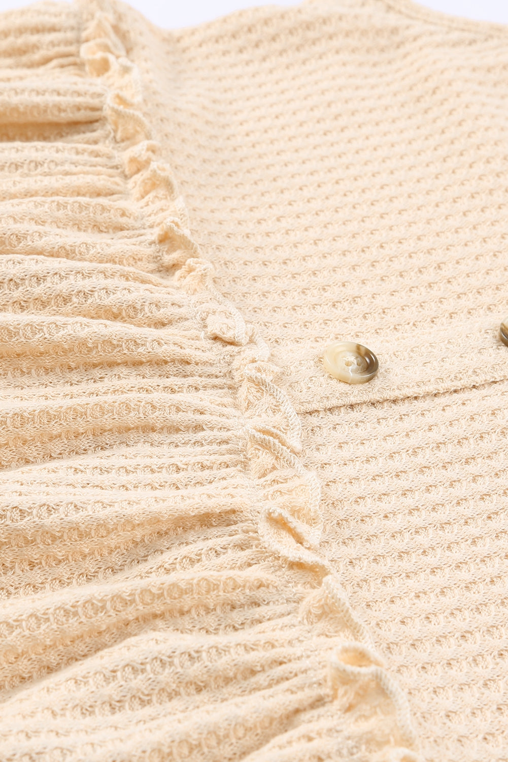 decorative button v-neck waffle-knit babydoll tank