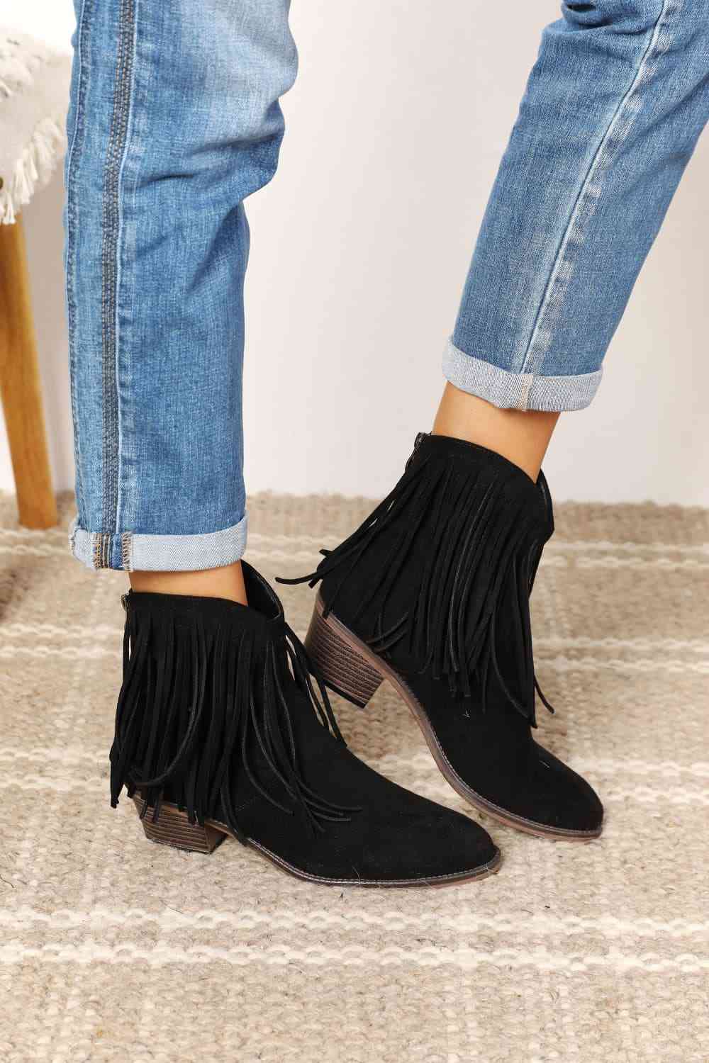 legend women's fringe cowboy western ankle boots