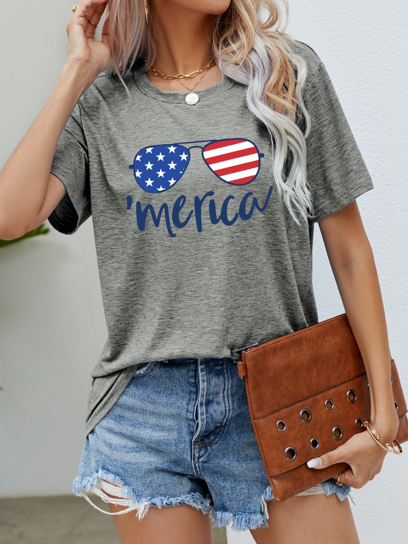 us flag glasses graphic tee