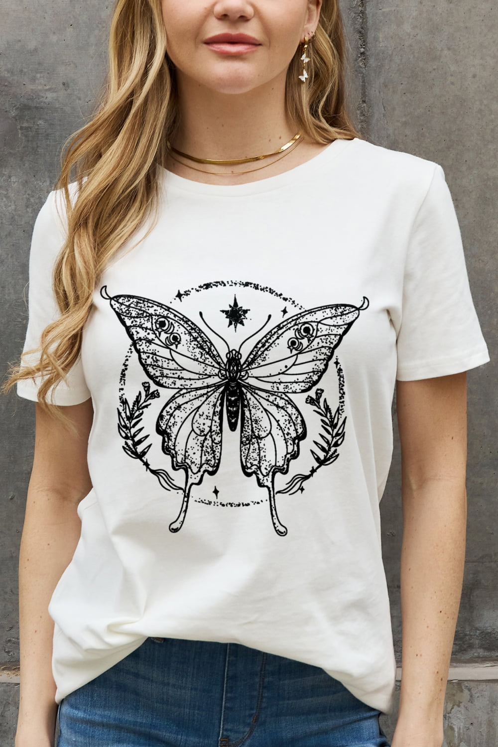 simply love simply love full size butterfly graphic cotton tee