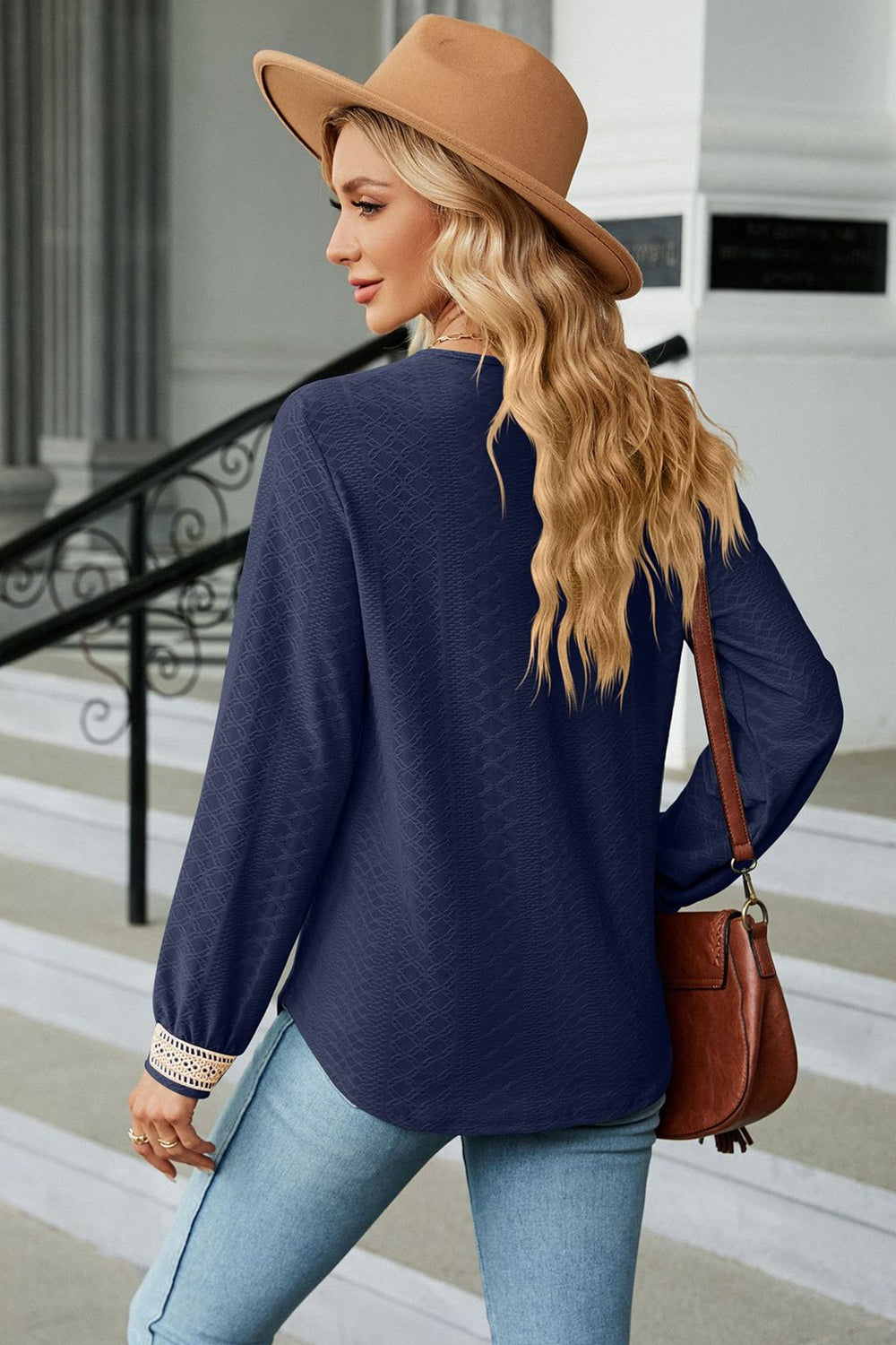 v-neck long sleeve blouse