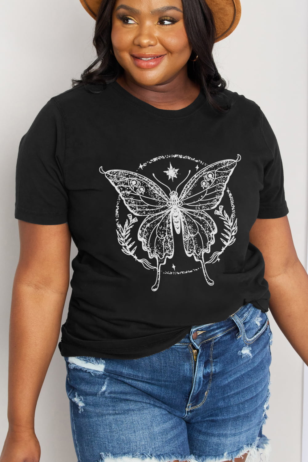 simply love simply love full size butterfly graphic cotton tee