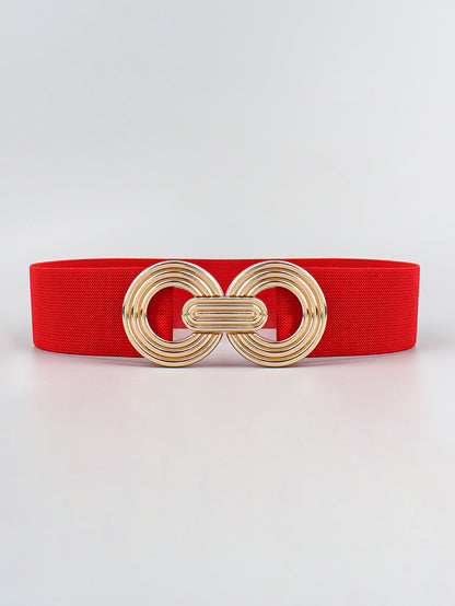 Geometric Buckle Elastic Wide Belt