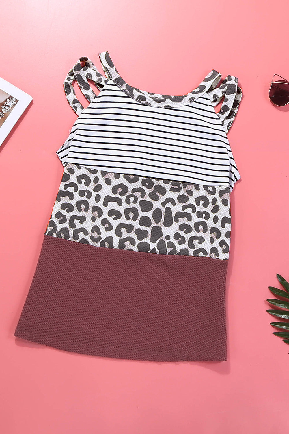 color block shoulder detail tank