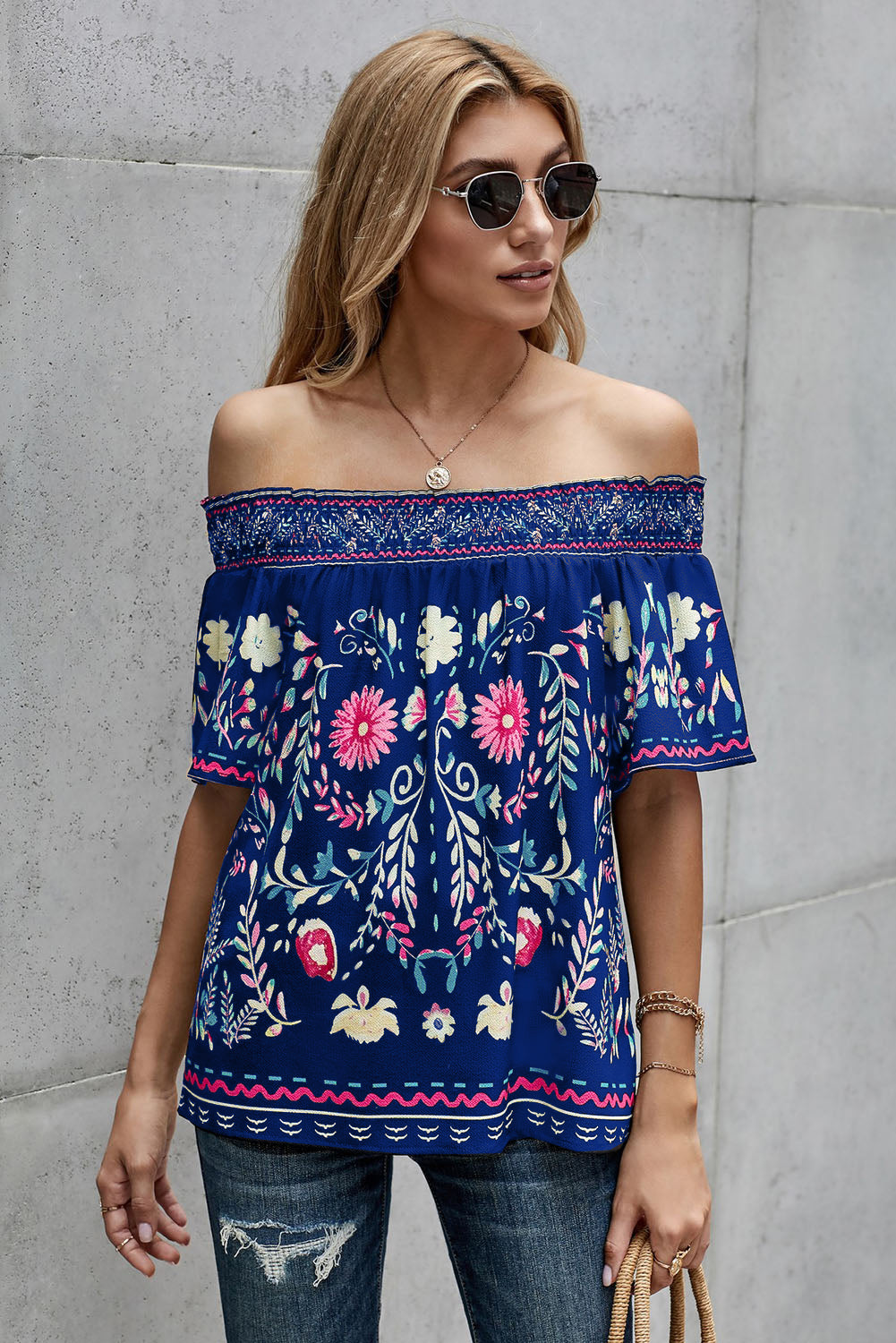 floral off-shoulder blouse