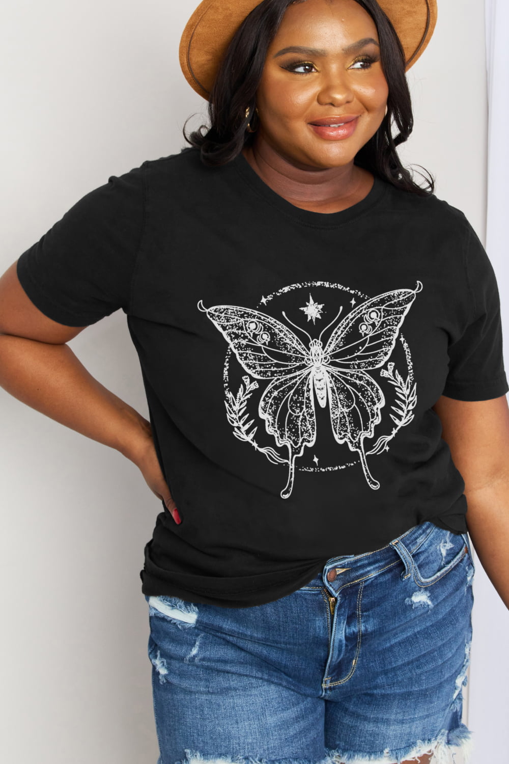 simply love simply love full size butterfly graphic cotton tee