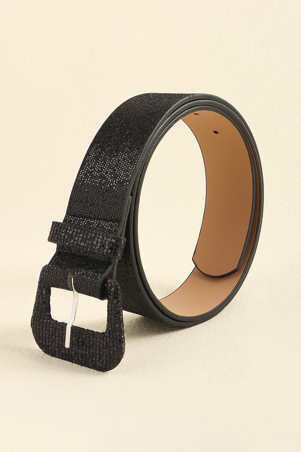 glitter pu leather belt