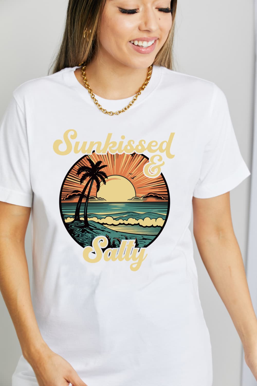 simply love full size sunkissed & salty graphic cotton t-shirt