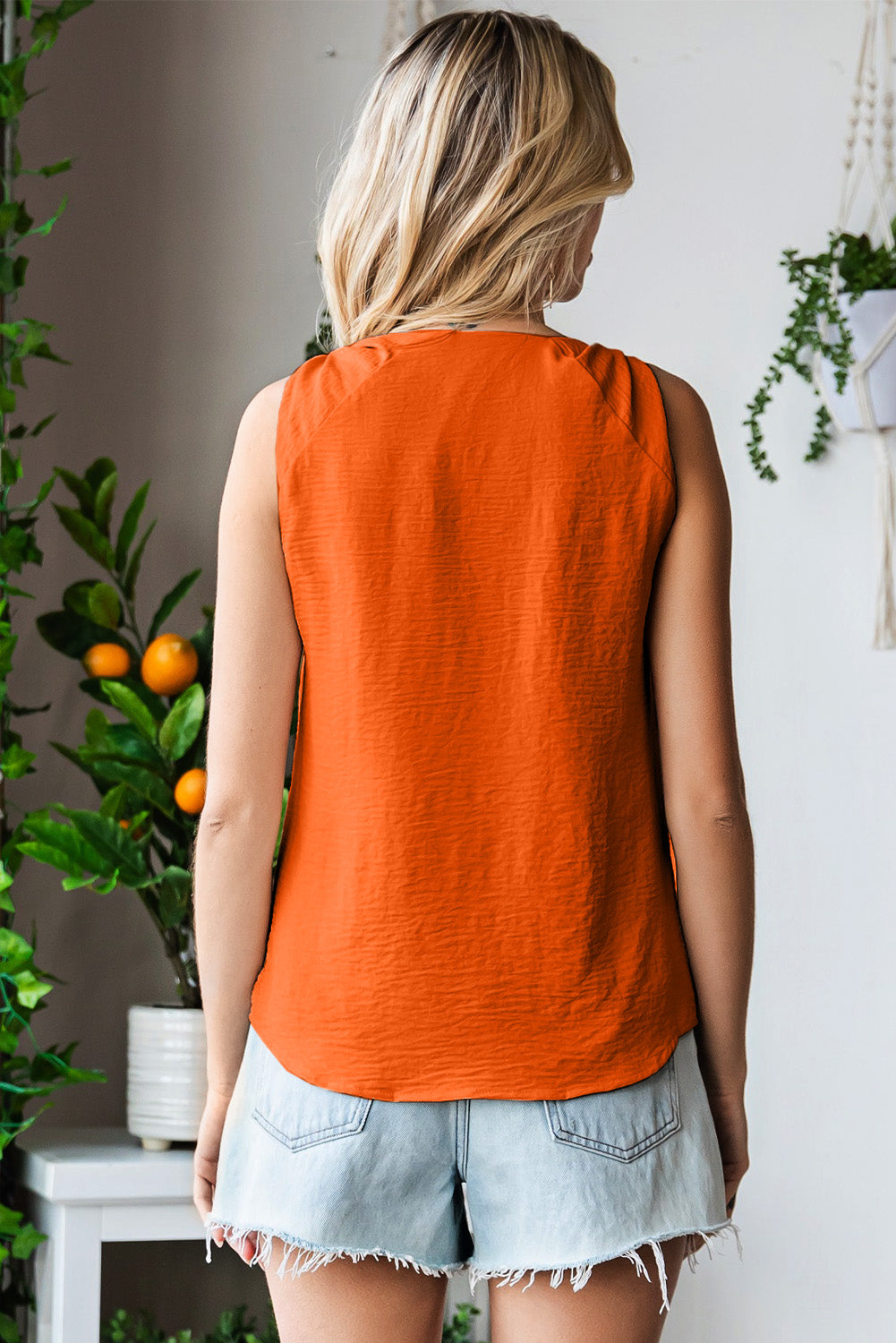 knot detail v-neck tank