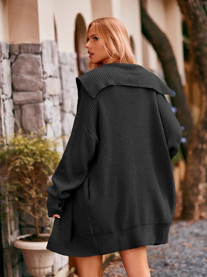 dropped shoulder long sleeve cardigan