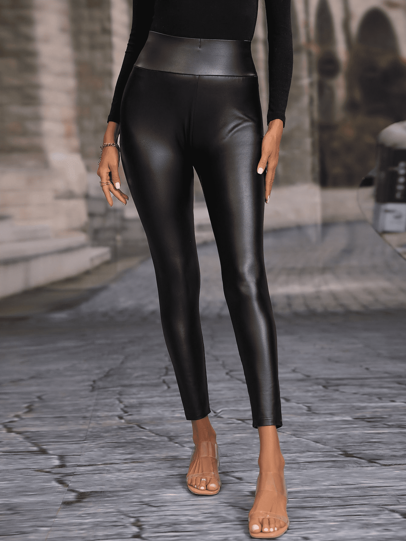 slim fit high waistband leggings