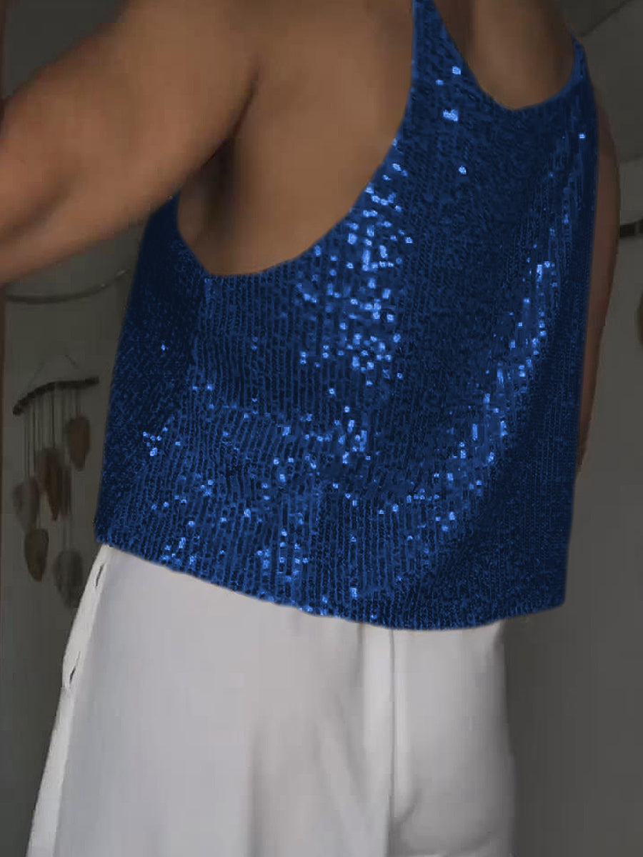 sequin deep v tank